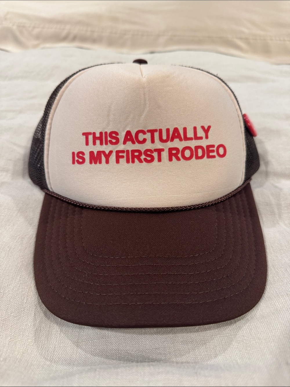 OTTO Brown Trucker Hat with Red Logo